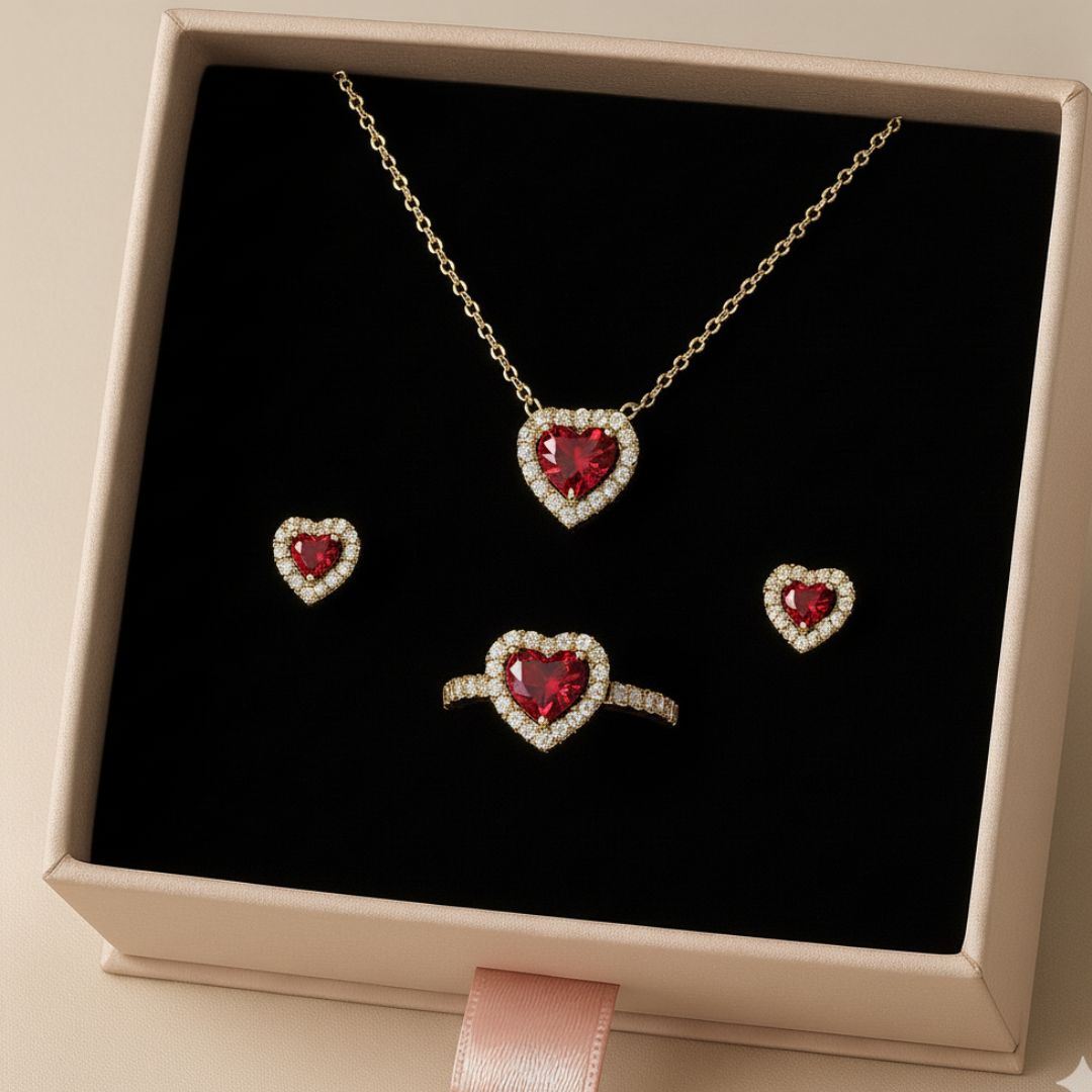 Set de Joyería Premium™ - Collar + Aretes + Anillo Ajustable